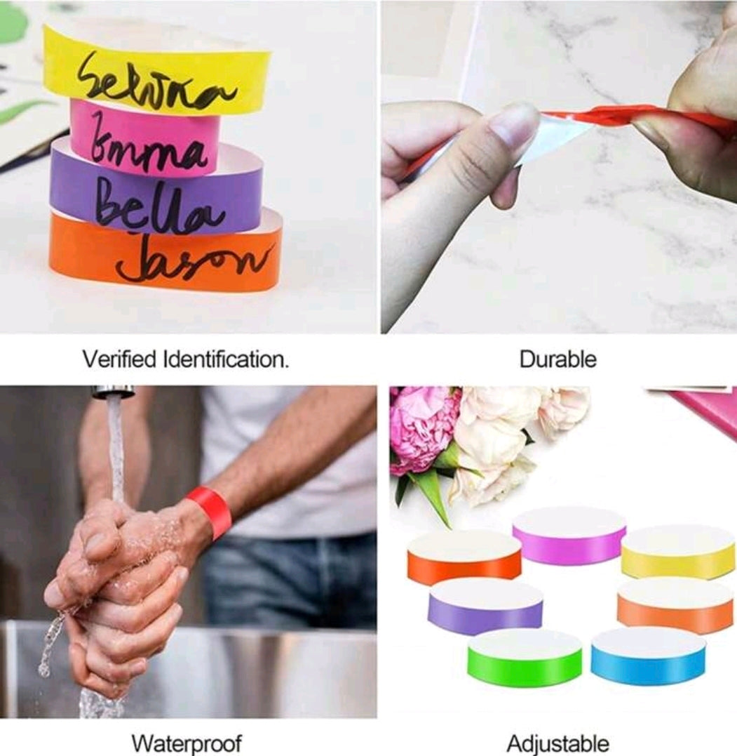 100 pcs Disposable Luminous Paper Bracelet - Tear-Resistant ID Bracelet, Adjustable For Party