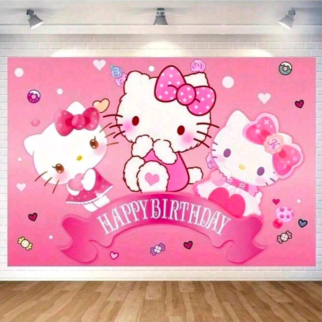 Hello kitty backdrop poster banner 50x150cm