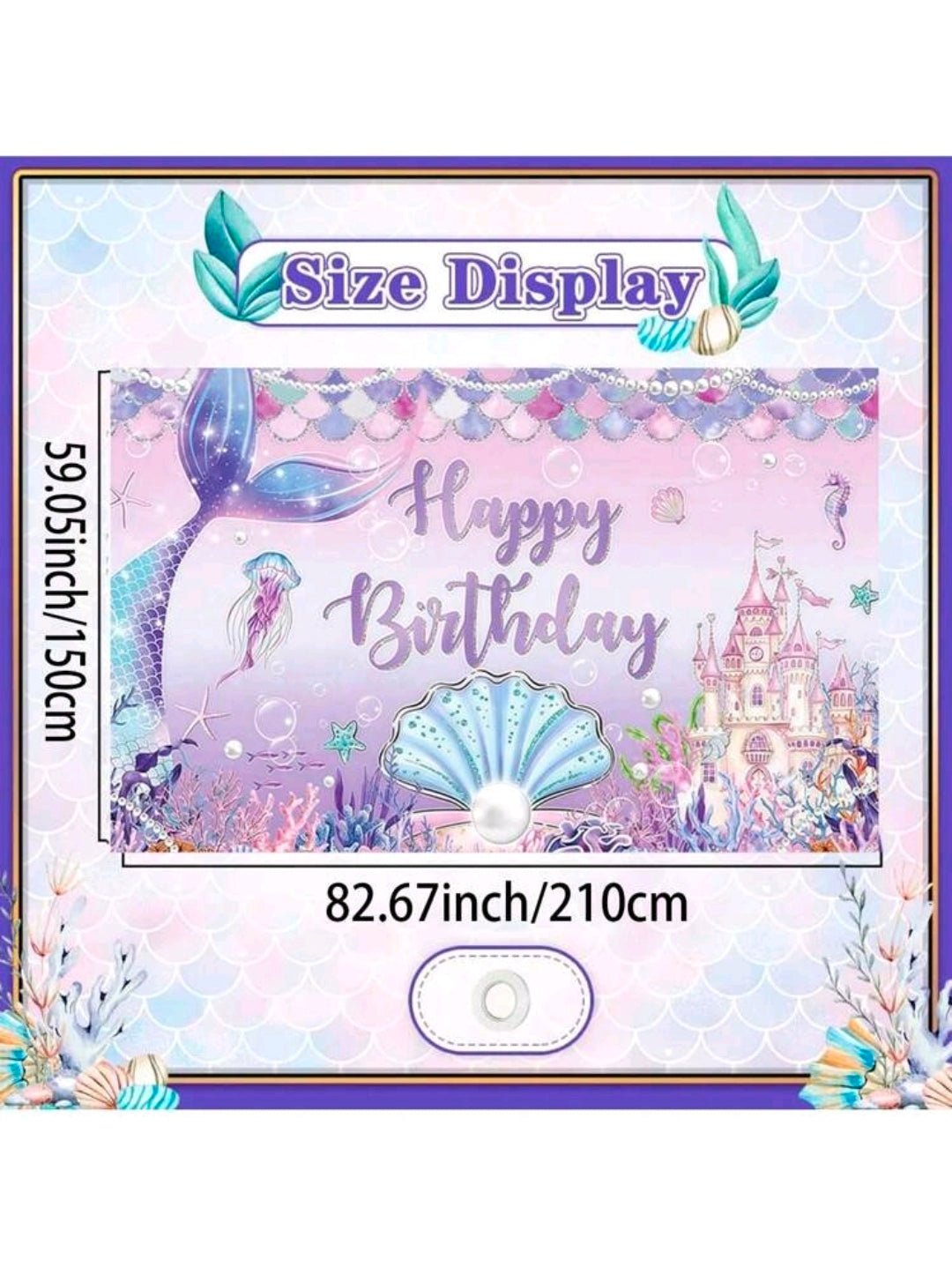 1pc Mermaid Theme Party Background Banner poster backdrop 210x150 cm