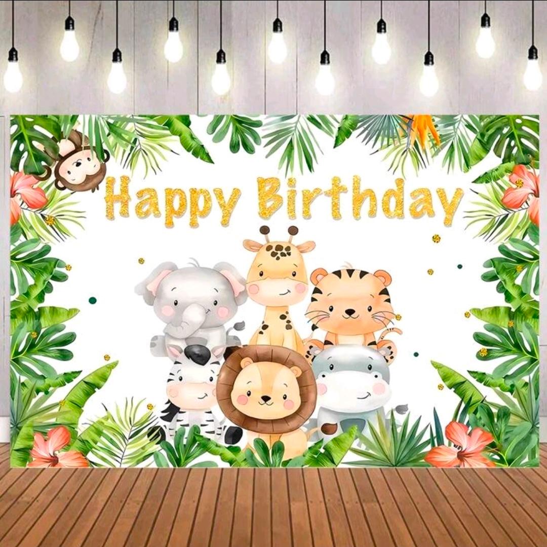 1pc Jungle Animal Birthday Party Decor, Jungle animal backdrop poster 210x150 cm
