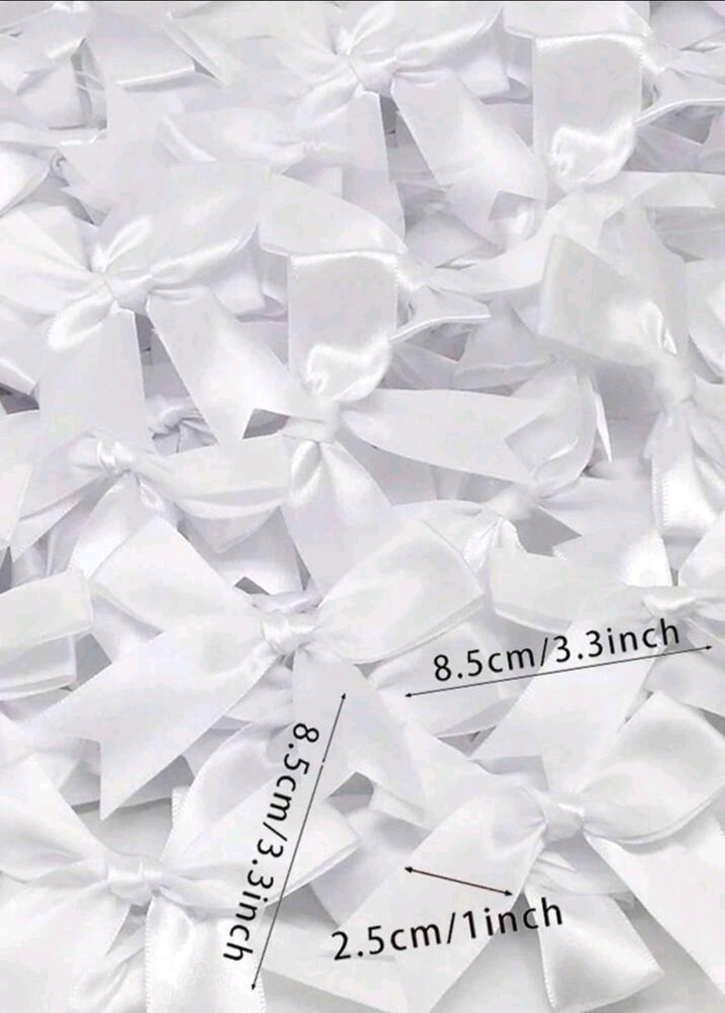 50pcs Satin Ribbon Bows white