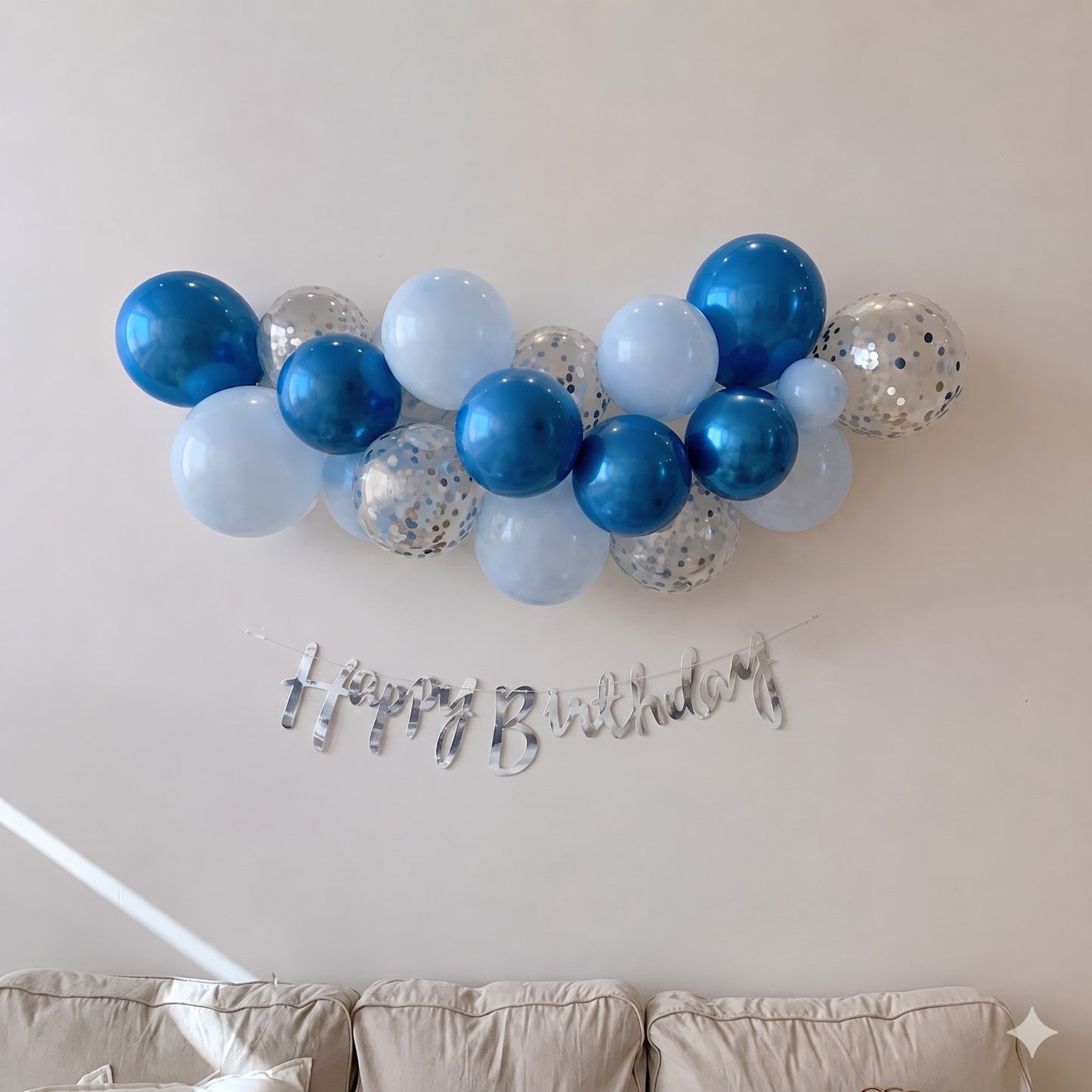 on the go balloon garland shades of blue