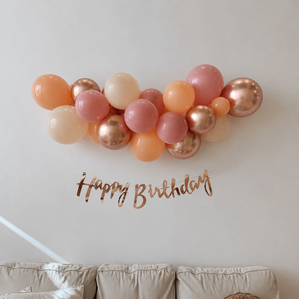 on the go balloon garland shades of blush retro colors