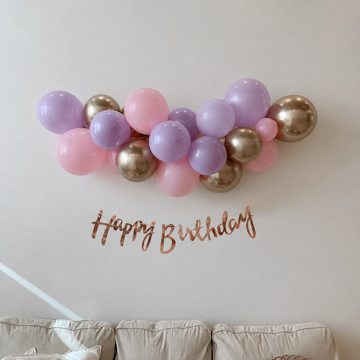 on the go balloon garland pink purple