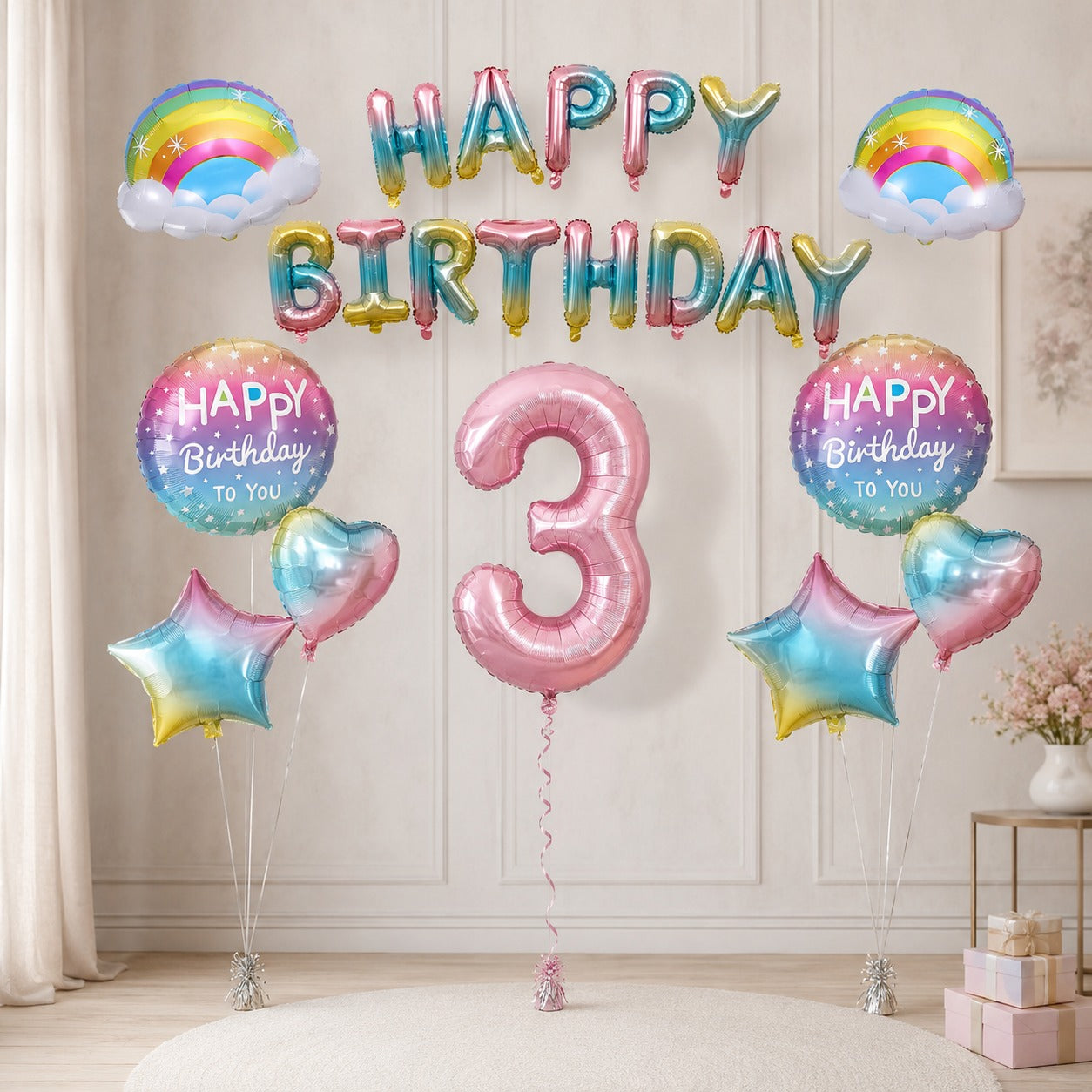 Happy birthday pastel balloon set
