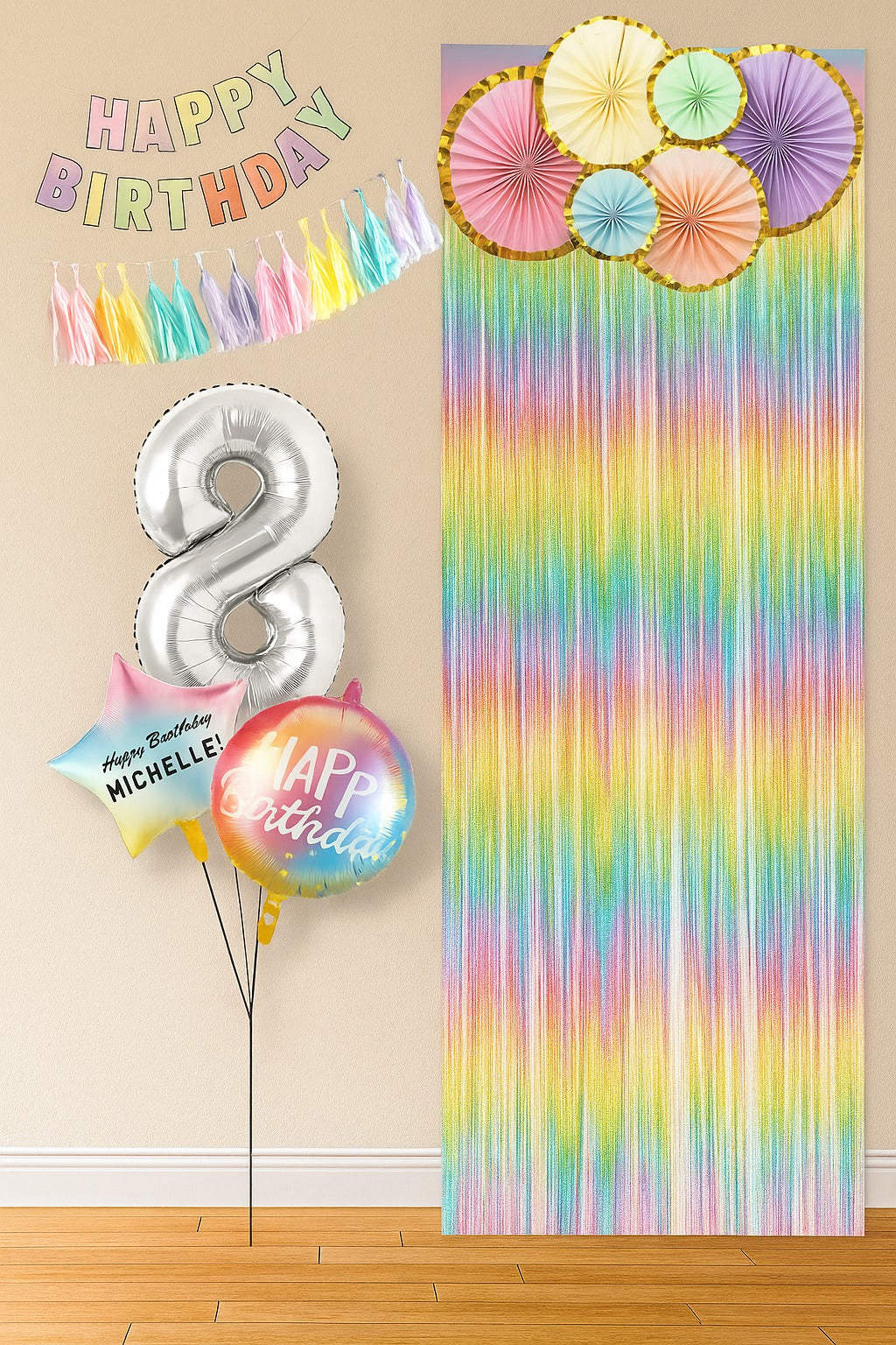 pastel helium birthday decoration
