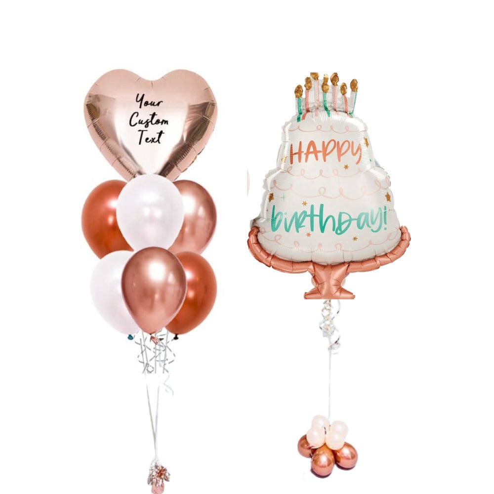 Personalized cake foil balloon with helium bunch