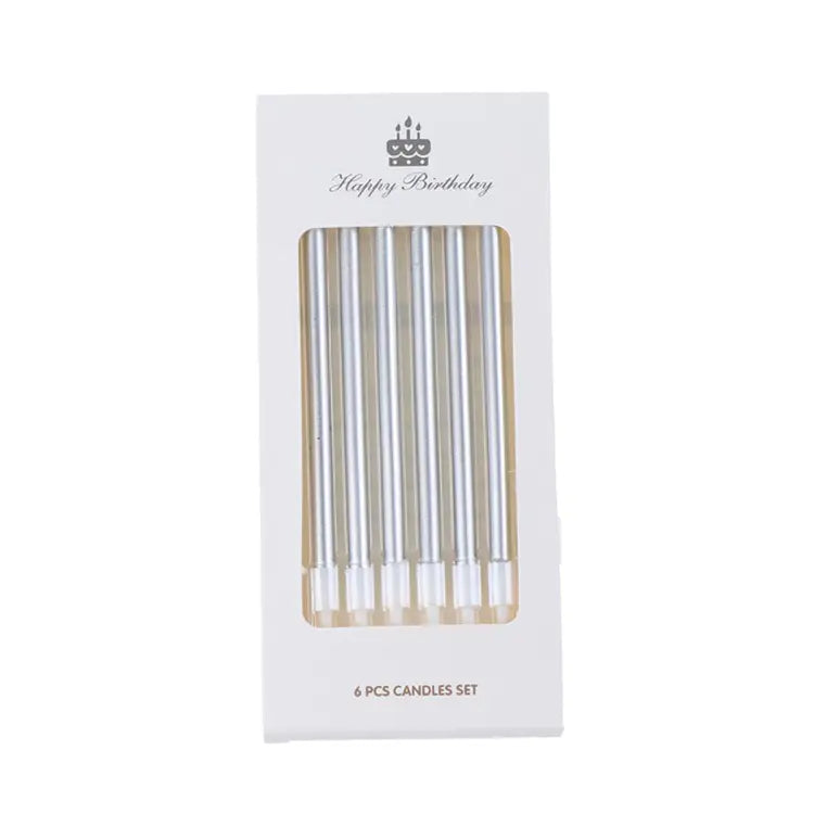 silver candles - pack of 6