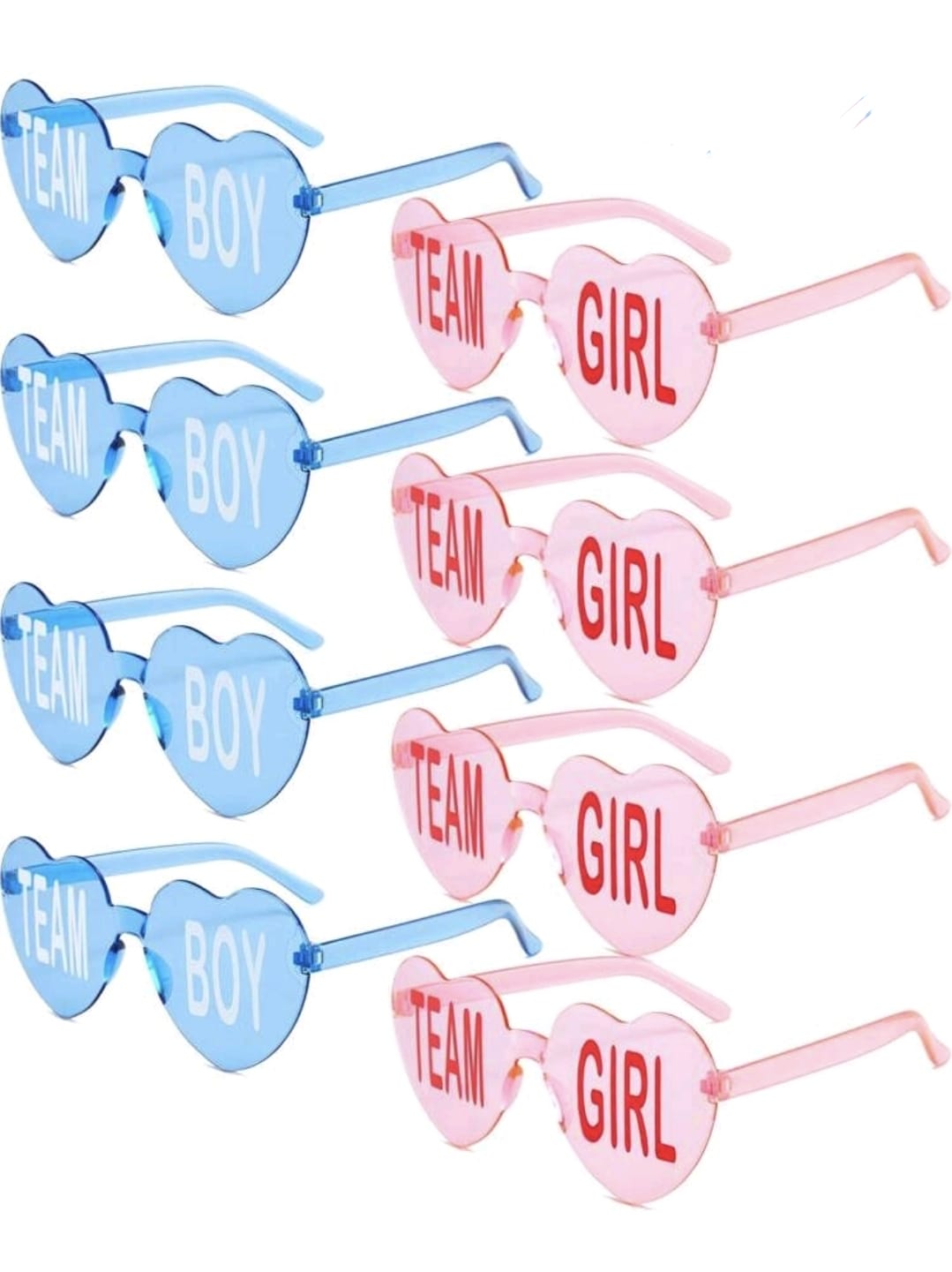 Team boy team girl gender reveal eye glass 12pcs