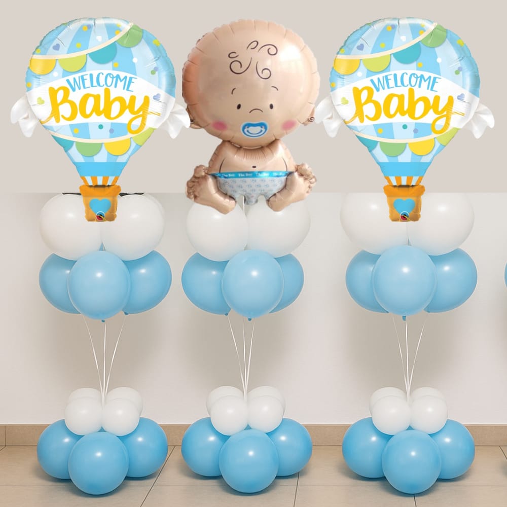 Welcome baby boy helium bunch
