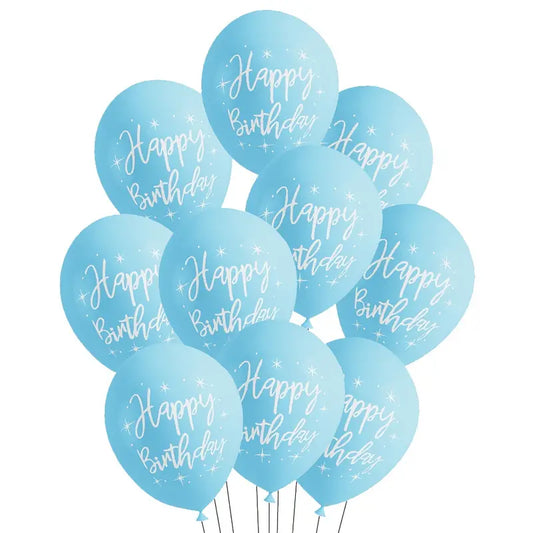 blue happy birthday printed balloons