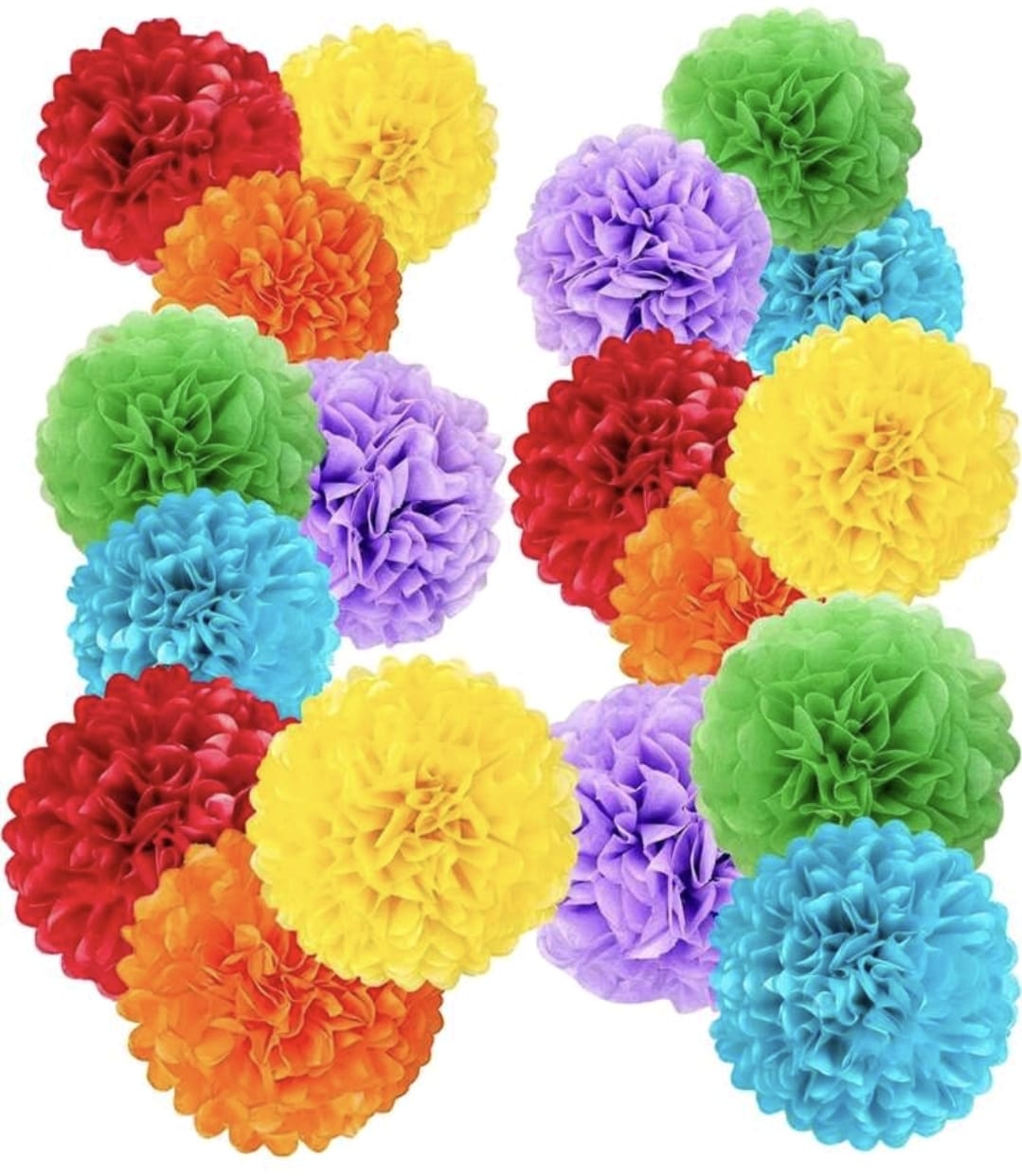 24 pcs colorful rainbow pom pim