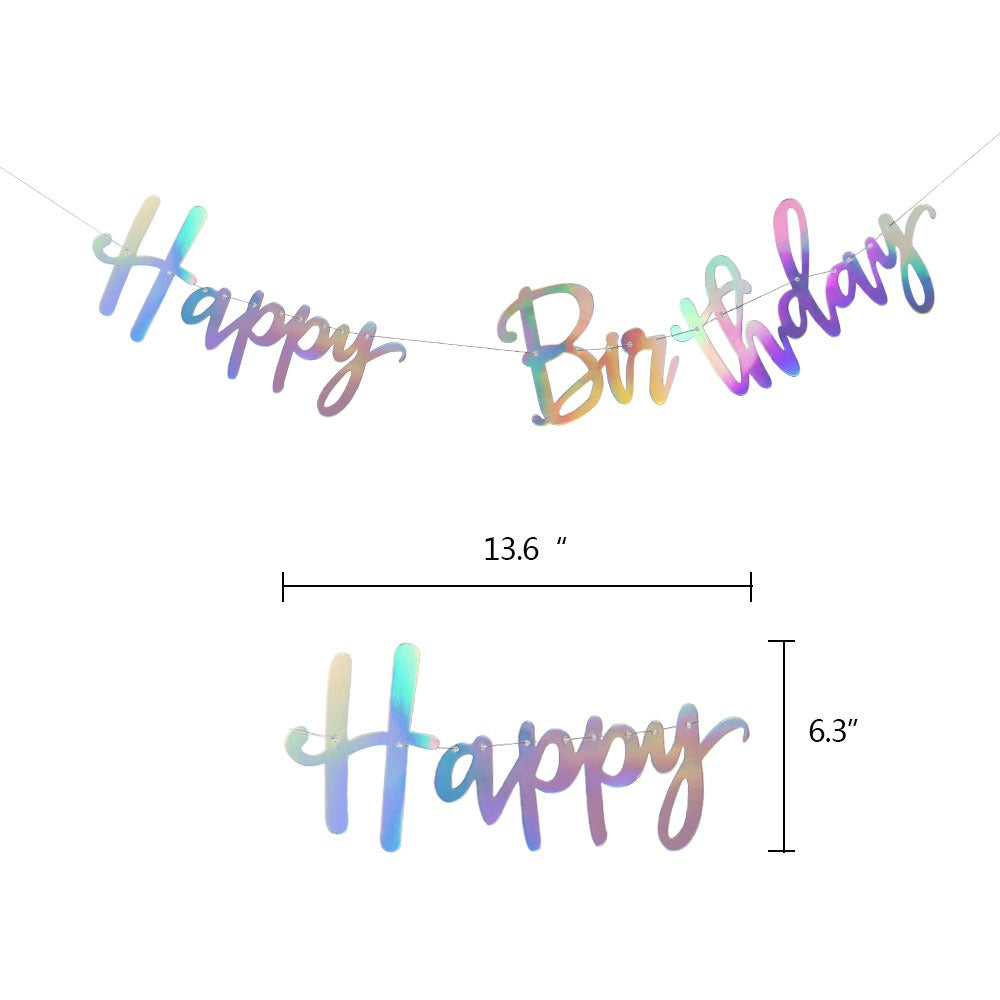 Iridescent Happy Birthday Banner - Holographic