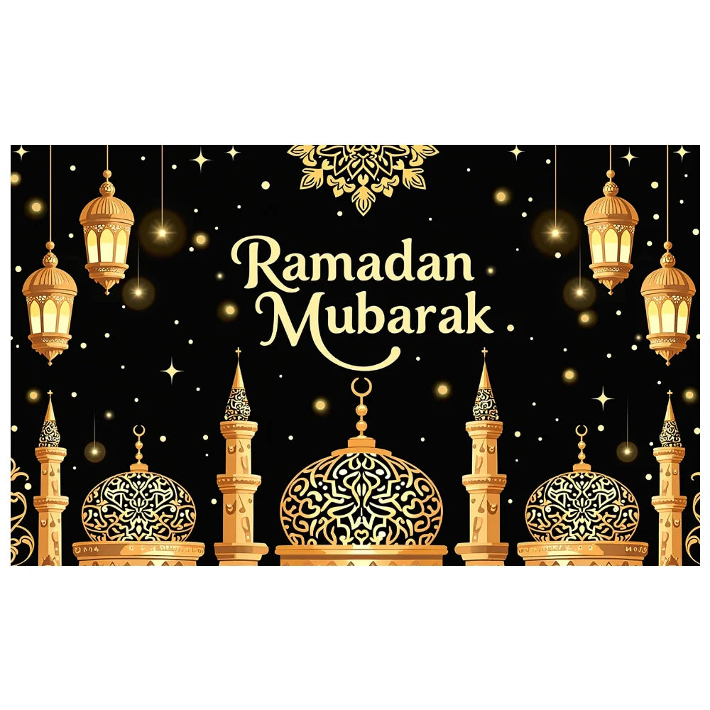 Ramadan Kareem Black Gold Backdrop