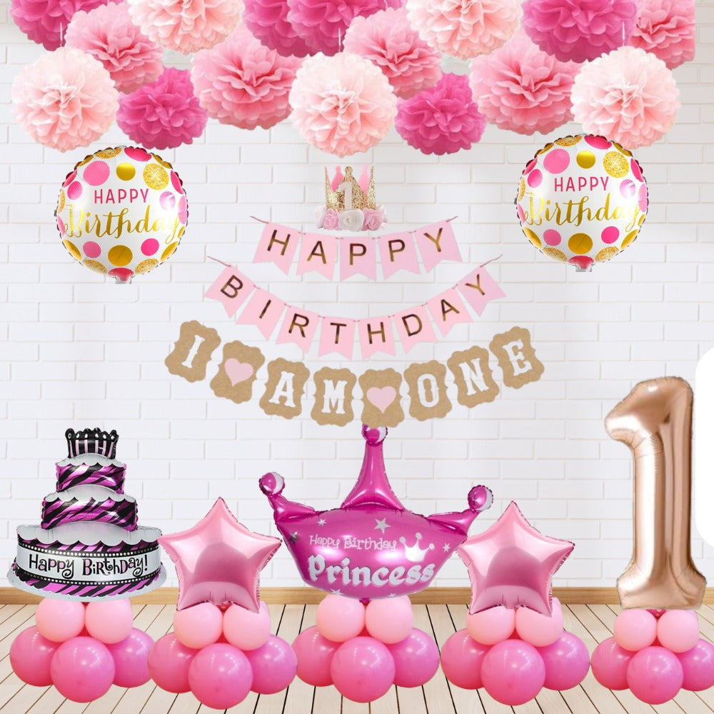 Pink first birthday decoration for your little princess