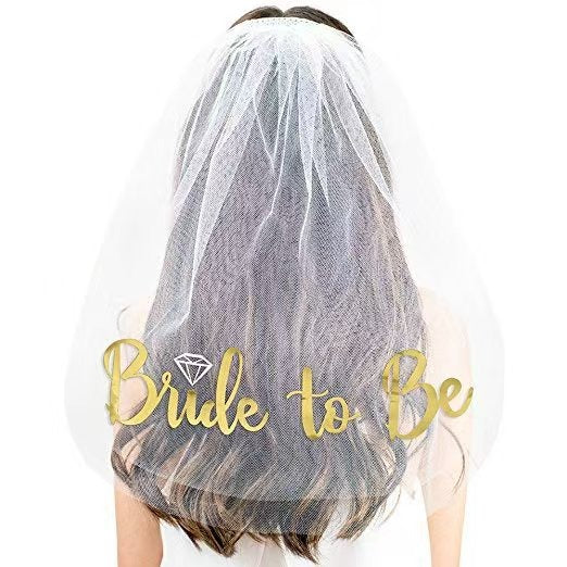 Bride to be Veil Gold