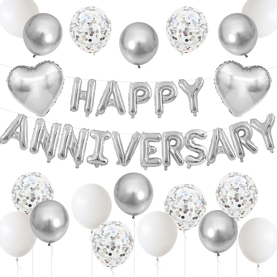 Happy anniversary silver set