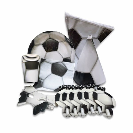 Football Party Pack Disposable Party Tableware – Party Supplies (Black & White)- serves 6