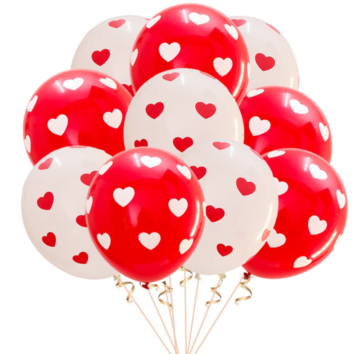 Heart printed balloons - pack of 10