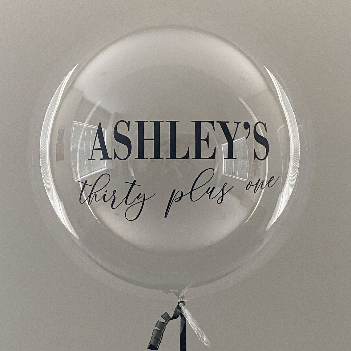 Personalized Milestone Birthday Bobo Balloon - "Ashley's Thirty Plus One" Style