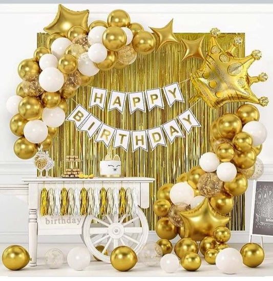 Gold white birthday set