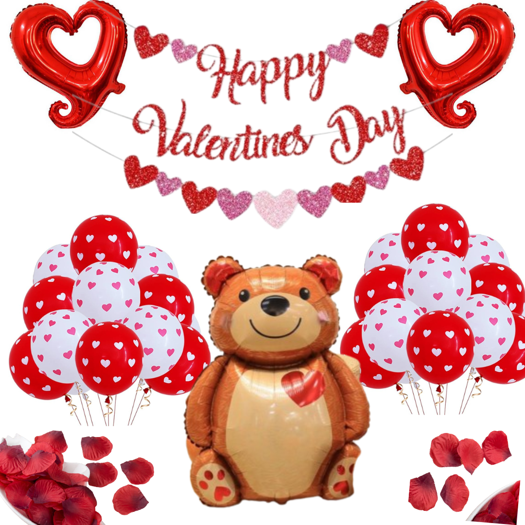 teddy valentine's day balloon decoration