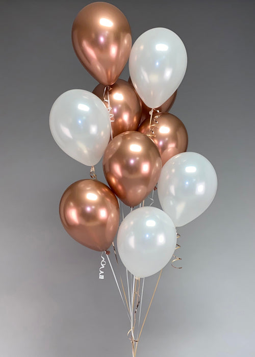 chrome rosegold and pearl white balloons set