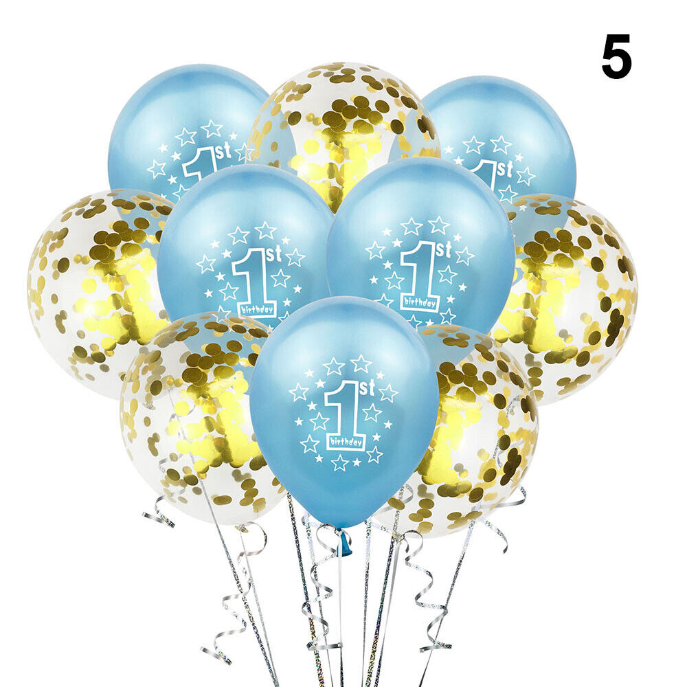 blue printed balloons 1st birthday