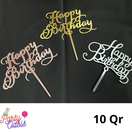 Happy birthday cake topper - Gold, Silver, Rose gold