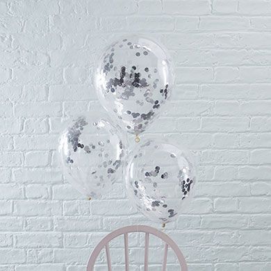 Confetti silver glitter Balloons - pack of 10