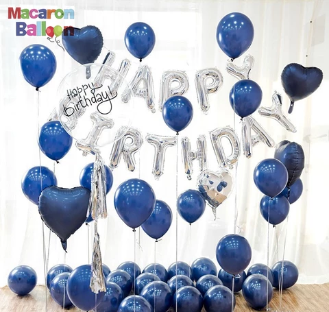Blue silver Happy Birthday  decoration