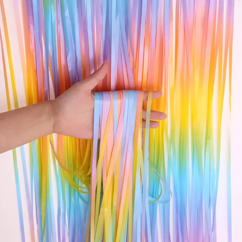 Foil Curtains Rainbow Foil Fringe Metallic Tinsel Curtains for Birthday Wedding Engagement Bridal Shower Baby Shower