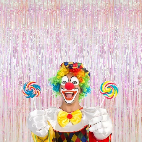 Iridescent Curtain Foil Tinsel Fringe Curtain, 1m x 2m