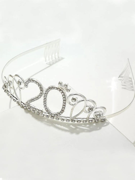 20th Birthday Glitter Crown Girl Rhinestone Crystal Decor Headband