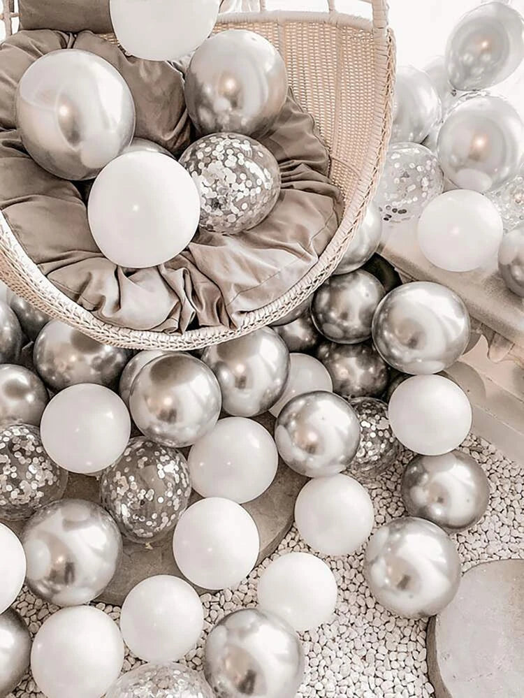 metallic chrome silver white mix