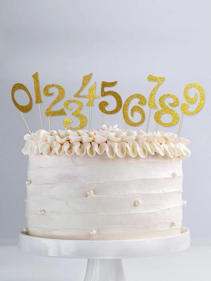 gold glitter Number Cake toppers