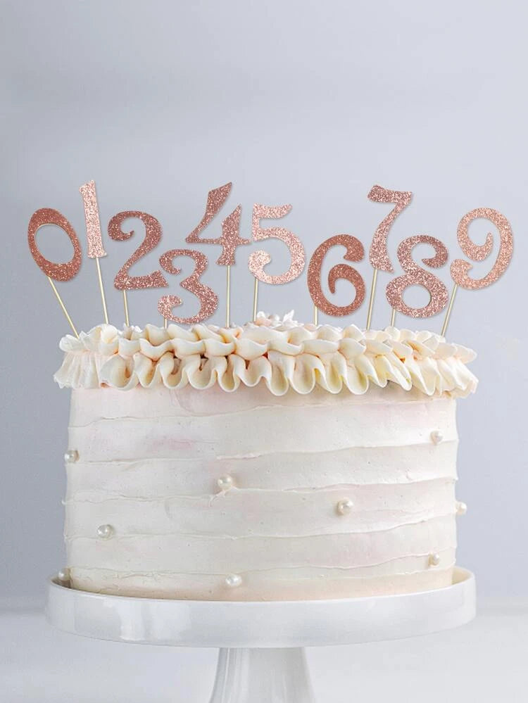 rosegold glitter Number Cake toppers