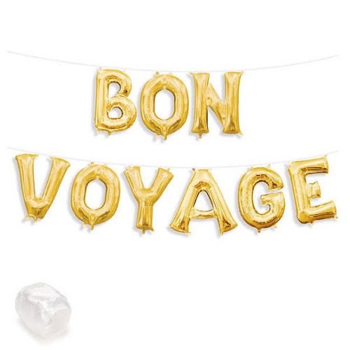 Bon voyage Balloon Banner - Gold
