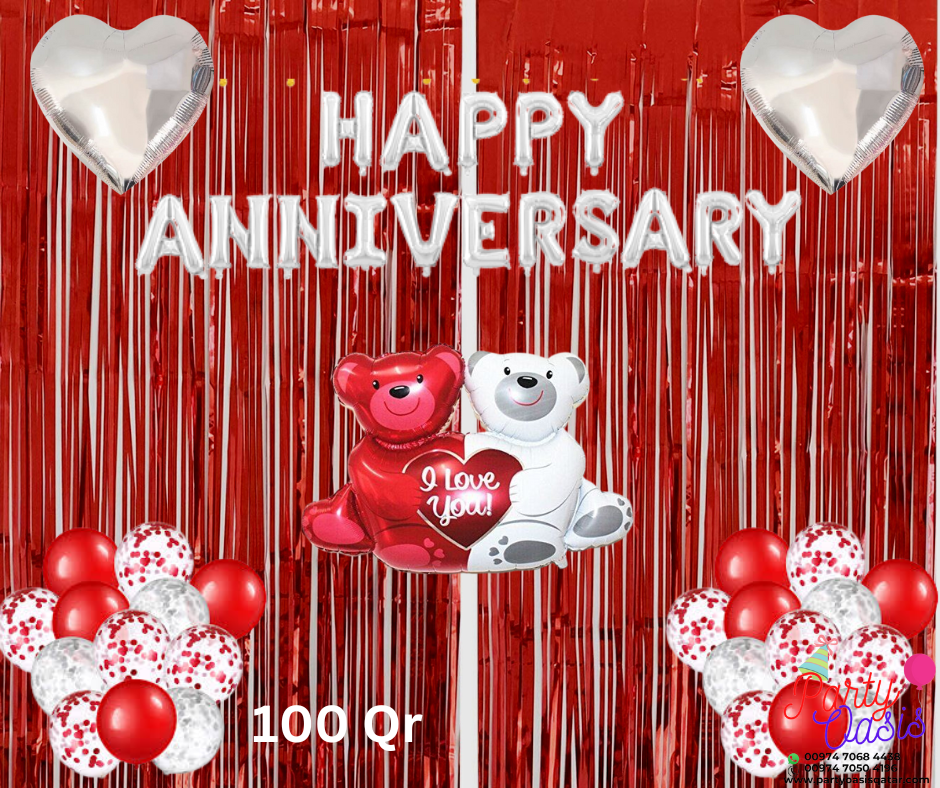 happy anniversary set - red and silver