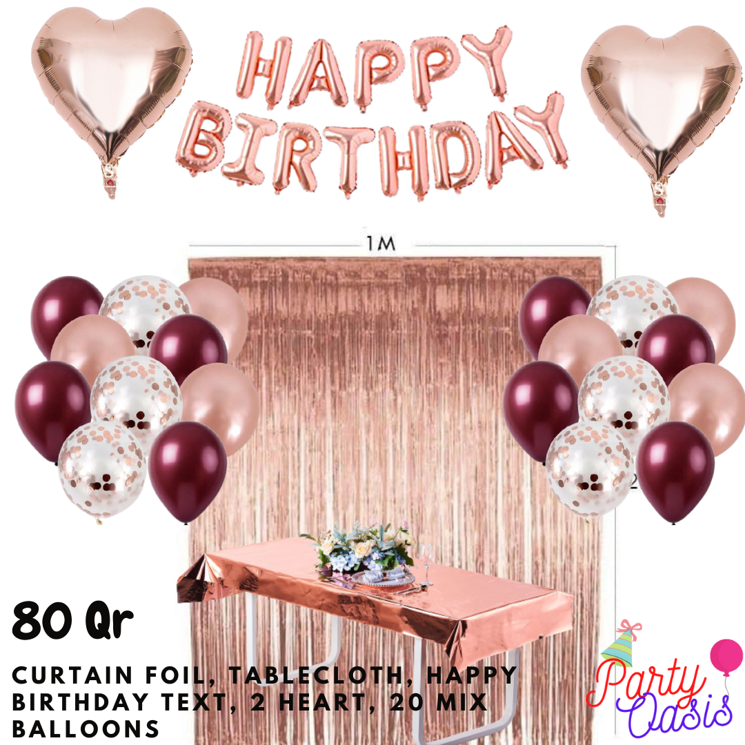 rosegold and maroon Birthday set