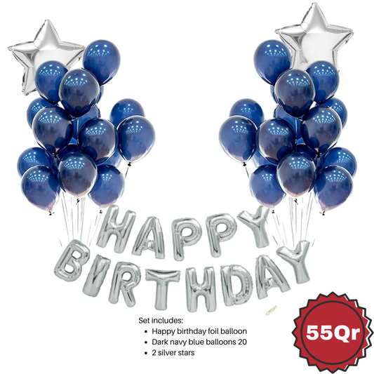 Blue Silver  Party Balloons
