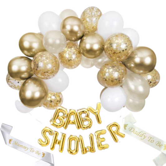 white baby shower   (gold / silver / rosegold )
