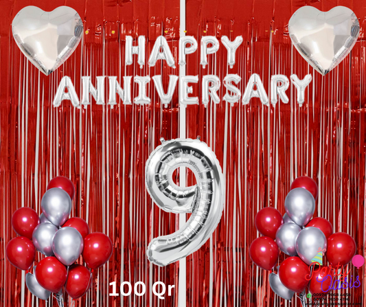 happy anniversary set - red and silver