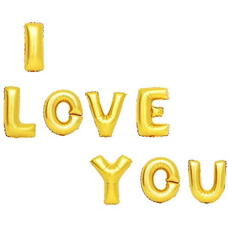 I love you foil Balloon Banner - Gold