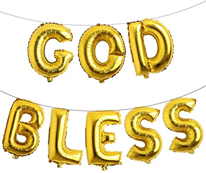 God BLess Gold Aluminum Foil Letters Balloons