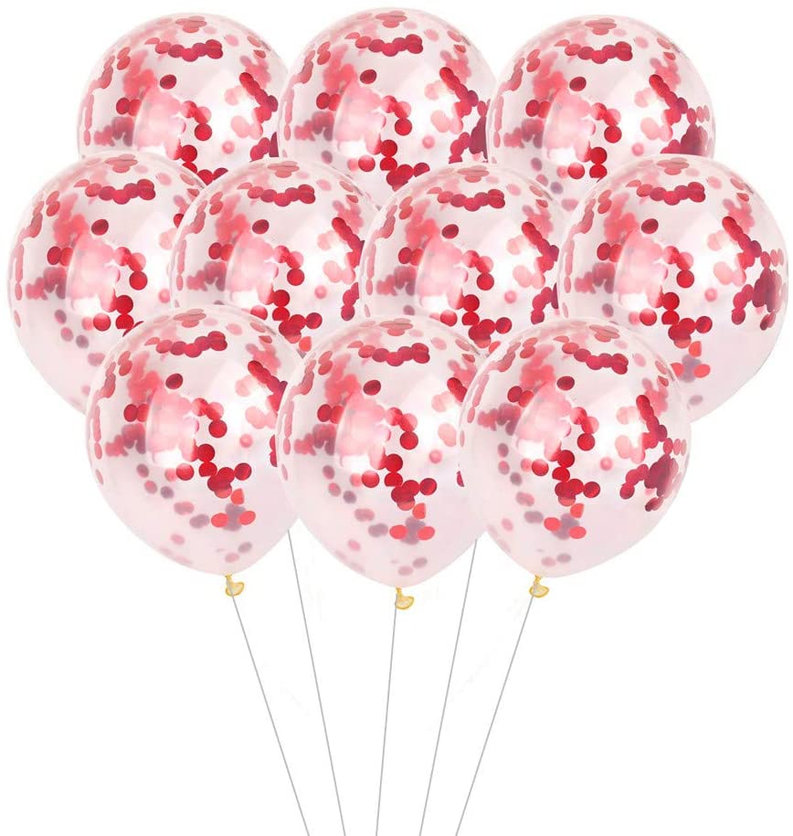 Confetti Red glitter Balloons - pack of 10