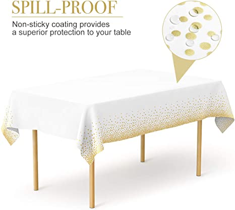 White Confetti Rectangular Table Covers