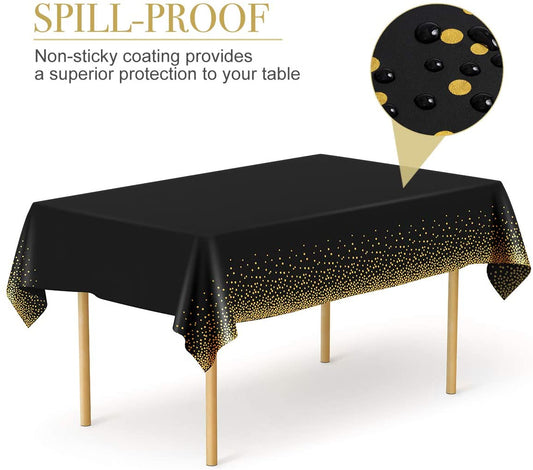 Black Confetti Rectangular Table Coversp