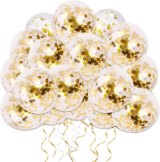 Confetti Gold glitter Balloons - pack of 10