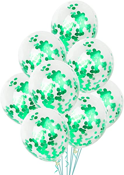Confetti Green glitter Balloons - pack of 10